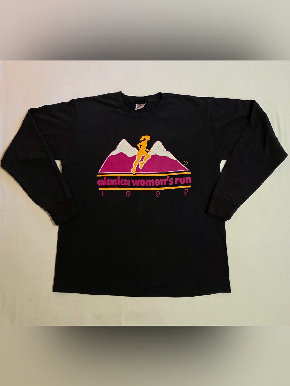 VINTAGE 1992 NIKE ALASKA WOMEN’S RUN LONG-SLEEVE SHIRT – MADE IN USA – SIZE L